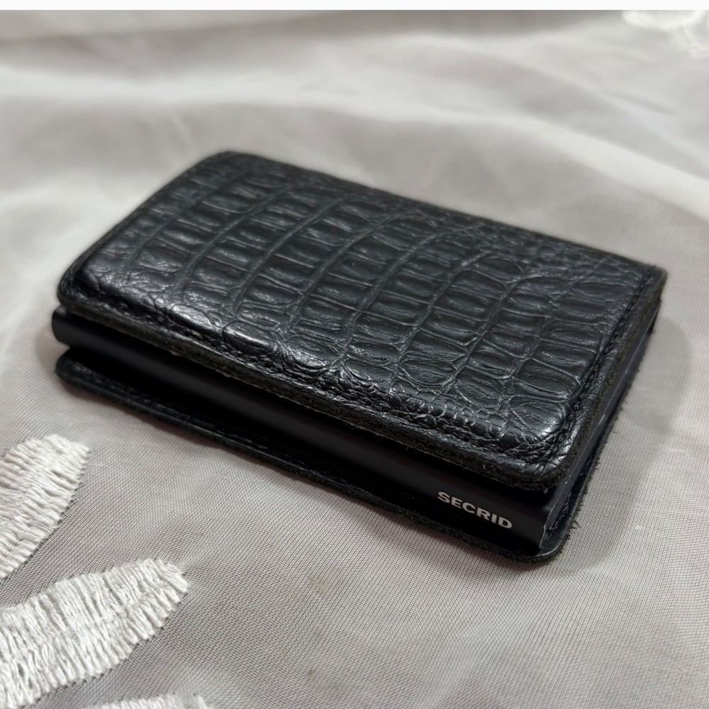 Secrid Slim Wallet Black Crocodile Embossed Leather RFID Card Protector